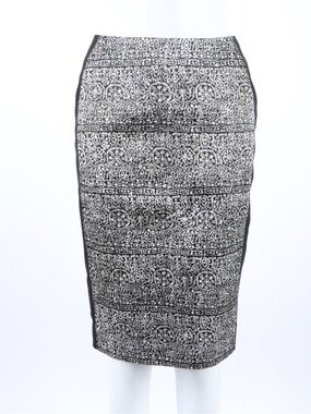 Balenciaga Black and White Patterned Pencil Skirt